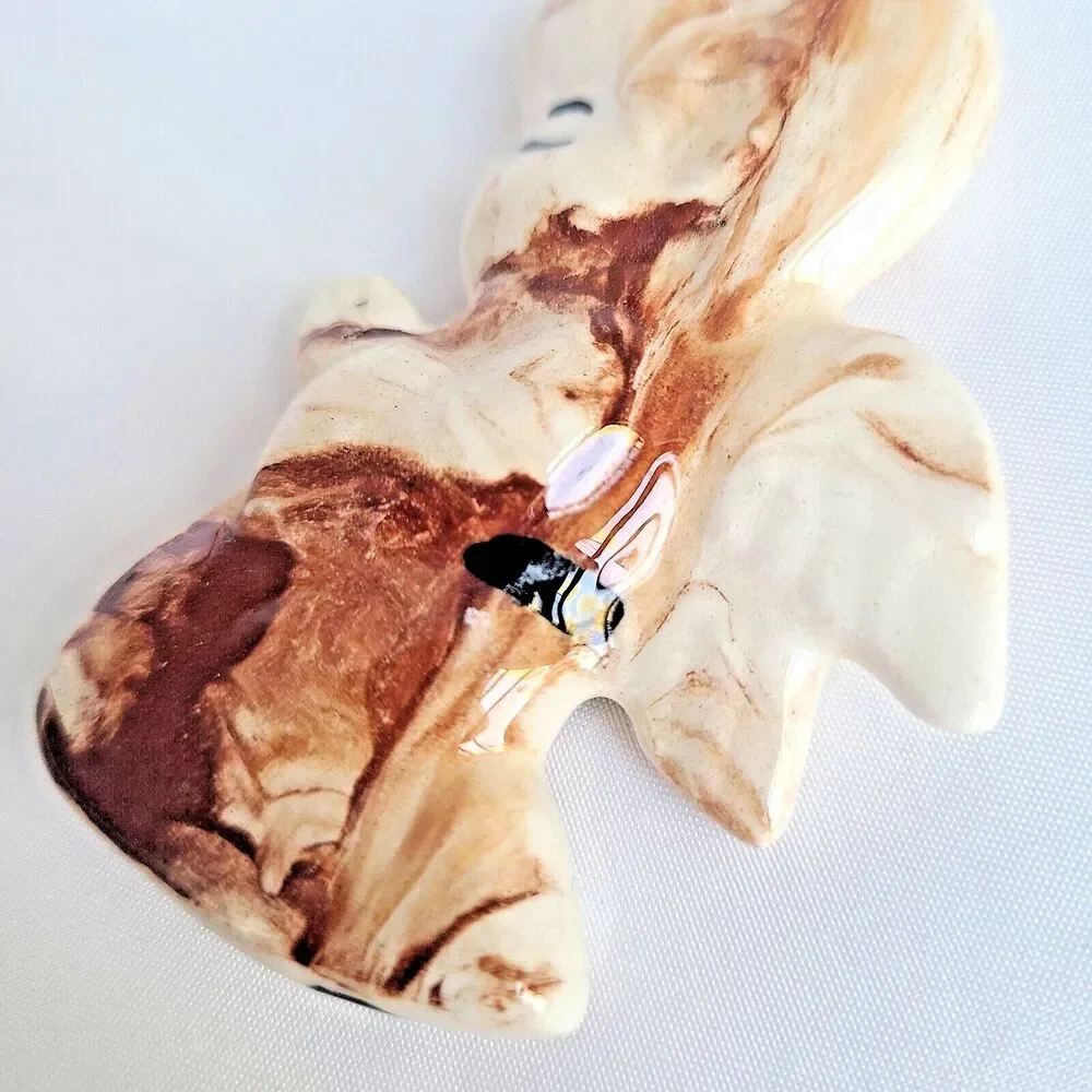 Sitka Clay Christmas Ornament Angel Art Pottery Figurine Marble Swirl Alaska Vtg